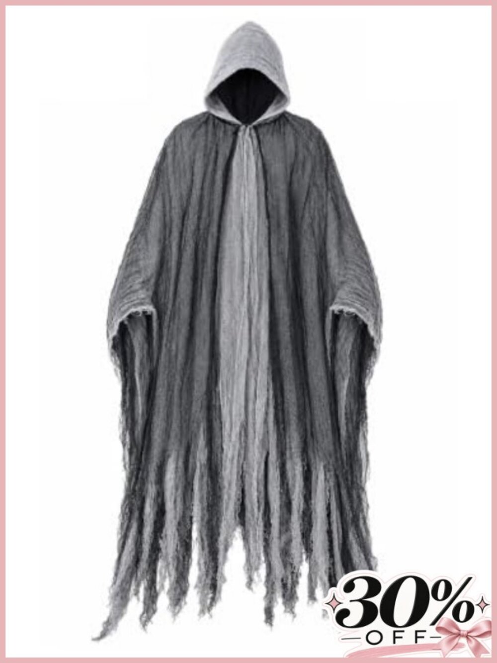 Adult Grim Reaper Hooded Robe Halloween Cosplay Cloak Men Lightweight Mesh